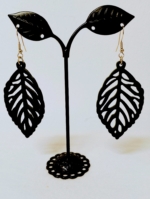 Pendientes Hoja de Madera Boho color negro - La Gata Voladora