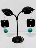 Pendientes de ceramica artesanales Nut color negro - La Gata Voladora