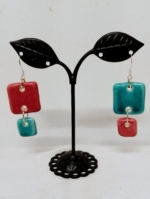 Pendientes de ceramica artesanales Nut color rosa - La Gata Voladora