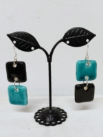 Pendientes de ceramica artesanales Nut color turquesa - La Gata Voladora