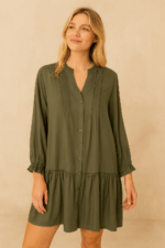 Vestido Camisero Boho Caqui Amelie -La gata Voladora
