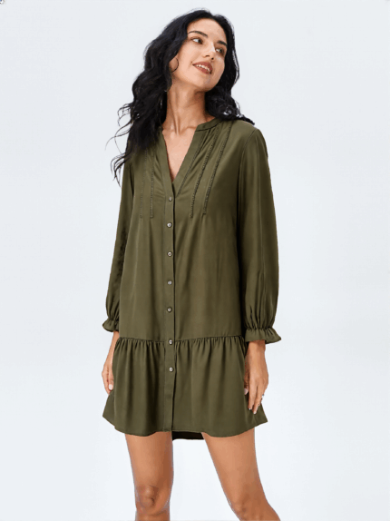Vestido Camisero Boho Caqui Amelie -La gata Voladora