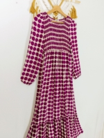 Vestido Manga Larga Luna con lunares negros, verdes o malva boho – tallas M/L y XL/XXL – La Gata Voladora