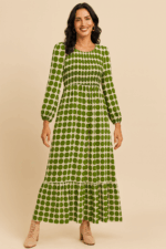 Vestido Manga Larga Luna con lunares negros, verdes o malva boho – tallas M/L y XL/XXL – La Gata Voladora