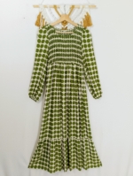 Vestido Manga Larga Luna con lunares negros, verdes o malva boho – tallas M/L y XL/XXL – La Gata Voladora