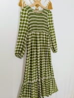 Vestido Manga Larga Luna con lunares negros, verdes o malva boho – tallas M/L y XL/XXL – La Gata Voladora