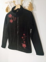 Forro Polar Flora esmeralda bordado flores Coline - La Gata Voladora Laujar de Andarax Alpujarra Almeria