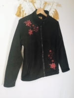 Forro Polar Flora esmeralda bordado flores Coline - La Gata Voladora Laujar de Andarax Alpujarra Almeria