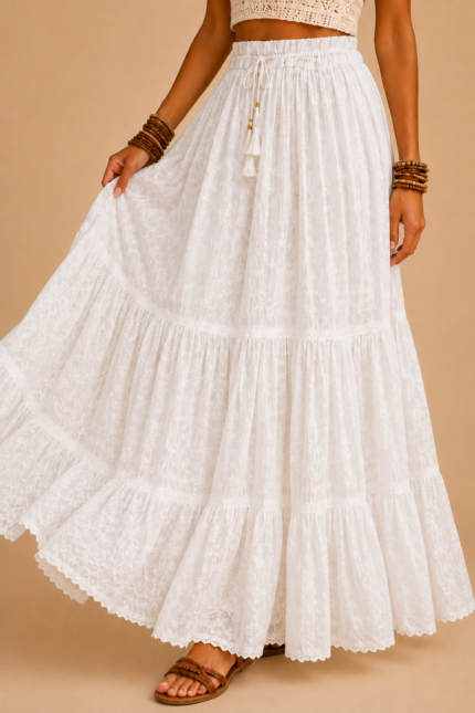 falda algodon artemisa boho chic blanca La Gata Voladora Alpujarra Almeria
