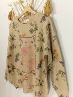 Jersey estampado de gato Cute Cat estilo boho beige – La Gata Voladora