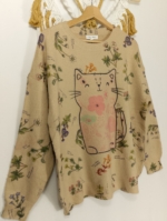 Jersey estampado de gato Cute Cat estilo boho beige – La Gata Voladora