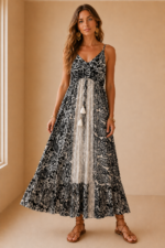 vestido algodon venus negro boho largo La Gata Voladora Alpujarra Almeria