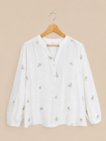 Blusa bordada algodón boho chic blanca con flores La Gata Voladora Alpujarra