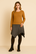 Falda asimétrica gris Coline con cintura elástica y diseño fluido estilo boho