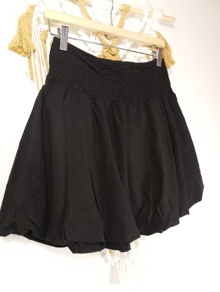 Minifalda de globo Coline negra con cintura elástica y estilo boho natural talla S/M