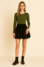 Minifalda de globo Coline negra con cintura elástica y estilo boho natural talla S/M