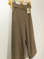 Pantalón palazzo espiga boho Marrón Claro con cinturón – pantalón de invierno estilo natural y bohemio - La Gata Voladora
