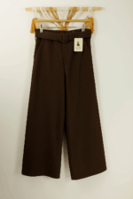 Pantalón palazzo espiga boho marrón chocolate con cinturón – prenda cálida de invierno estilo boho chic - La Gata Voladora