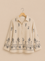 Blusa Camisa crudo Bordada Boho Chic - La Gata Voladora