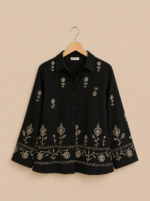 Blusa Camisa negra Bordada boho chic - La Gata Voladora