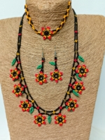 conjunto collar pendientes pulsera colombia boho floral artesanal La Gata Voladora Alpujarra Almería