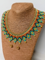 Conjunto collar y pendientes brillo indígena boho artesanal Colombia estilo étnico , La Gata Voladora Alpujarra Almería