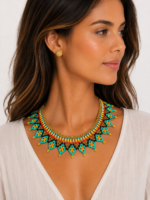 Conjunto collar y pendientes brillo indígena boho artesanal Colombia estilo étnico , La Gata Voladora Alpujarra Almería