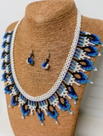 conjunto collar pendientes colombia boho azul artesanal La Gata Voladora Alpujarra Laujar de Andarax Almería