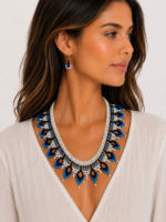 conjunto collar pendientes colombia boho azul artesanal La Gata Voladora Alpujarra Laujar de Andarax Almería