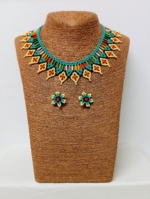 Conjunto collar pendientes luz indígena boho artesanal Colombia la Alpujarra Almeria La Gata Voladora