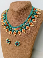 Conjunto collar pendientes luz indígena boho artesanal Colombia la Alpujarra Almeria La Gata Voladora