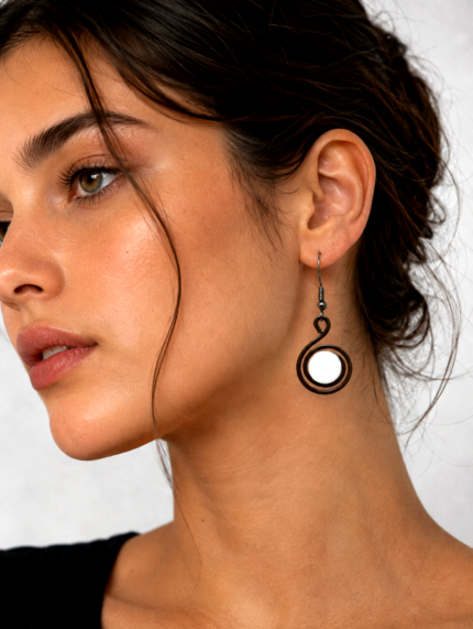 pendientes artesanales hierro forjado y vidrio fundido blancos estilo boho La Gata Voladora Alpujarra Almería