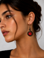 pendientes artesanales hierro forjado y vidrio fundido burdeos estilo boho La Gata Voladora Alpujarra Almería