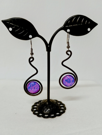 pendientes artesanales hierro forjado y vidrio fundido artesanales estilo boho La Gata Voladora Alpujarra Almería