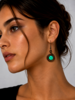 pendientes artesanales hierro forjado y vidrio fundido verdes estilo boho La Gata Voladora Alpujarra Almería