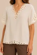 Blusa beige moda boho chic algodon rustico La Gata Voladora Alpujarra Almeria