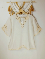 Blusa beige estilo bohemio ibicenco bordados algodon Vega La Gata Voladora Alpujarra Almeria