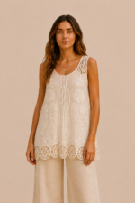 Blusa Bordada Boho Chic beige bordados florales La Gata Voladora Alpujarra Almeria