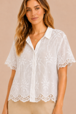 Blusa Bordada Duna estilo boho chic mujer algodon blanco La Gata Voladora Laujar de Andarax