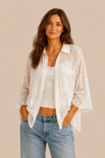 Blusa Bordada Olimpia boho chic mujer algodon blanco bordados florales La Gata Voladora Laujar de Andarax