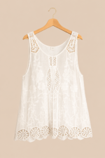 blusa bordada boho chic algodón beige mujer La Gata Voladora Alpujarra Almeria
