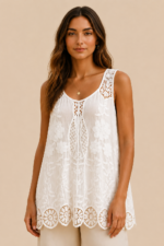 blusa bordada boho chic algodón blanca mujer La Gata Voladora Alpujarra Almeria