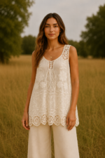 blusa bordada boho chic algodón blanco mujer La Gata Voladora Alpujarra Almería