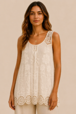 blusa boho beige bordados florales algodon la gata voladora alpujarra almeria