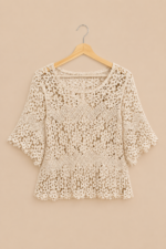 blusa crochet algodon beige boho mujer La Gata Voladora Alpujarra Almeria