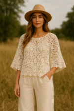 blusa crochet beige algodon boho mujer La Gata Voladora Alpujarra Almería