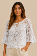 blusa crochet algodon blanca boho mujer La Gata Voladora Alpujarra Almeria