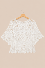 Blusa Crochet Alma blanca estilo boho chic calado floral La Gata Voladora Alpujarra Almeria