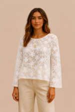 Blusa Encaje Ibiza blanca boho chic manga larga La Gata Voladora Alpujarra Almeria