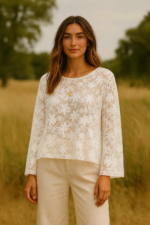 blusa encaje ibicenca mujer blanca La Gata Voladora Alpujarra Almería